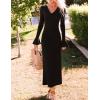 imageZESICA Womens 2025 Fall Long Sleeve Ruched Knit Bodycon Maxi Dress Cowl Neck Back Slit Formal Wedding Guest Cocktail DressesBlack