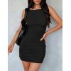 imageZESICA Womens 2025 Summer Double Lined Mini Bodycon Dress Trendy Fashion Sleeveless Slim Fit Short DressesBlack