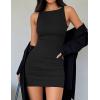 imageZESICA Womens 2025 Summer Double Lined Mini Bodycon Dress Trendy Fashion Sleeveless Slim Fit Short DressesBlack