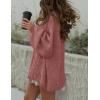 imageZESICA Womens Button Down Cardigan Sweaters 2025 Fall Lantern Long Sleeve Mock Neck Chunky Knit Outerwear CoatDustypink