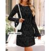 imageZESICA Womens Fall Bell Long Sleeve Bodycon Mini Dresses 2025 Casual Floral Crew Neck Mesh Cocktail Party Club DressBlack