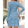 imageZESICA Womens Fall Bell Long Sleeve Bodycon Mini Dresses 2025 Casual Floral Crew Neck Mesh Cocktail Party Club DressDusty Blue