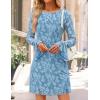 imageZESICA Womens Fall Bell Long Sleeve Bodycon Mini Dresses 2025 Casual Floral Crew Neck Mesh Cocktail Party Club DressDusty Blue