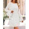 imageZESICA Womens Fall Bell Long Sleeve Bodycon Mini Dresses 2025 Casual Floral Crew Neck Mesh Cocktail Party Club DressWhite