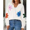 imageZESICA Womens Fall Floral Cardigan Sweaters 2025 Casual Long Sleeve Open Front Button Down V Neck Knit SweaterWhite