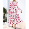 imageZESICA Womens Fall Long Sleeve Floral Boho Dress 2025 Casual V Neck ALine Flowy Wedding Guest Maxi DressesWhite