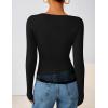 imageZESICA Womens Fall Long Sleeve Tops 2025 Casual Cowl Neck Lace Slim Fit Going Out Y2k Knit Shirts BlousesBlack