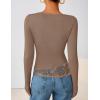 imageZESICA Womens Fall Long Sleeve Tops 2025 Casual Cowl Neck Lace Slim Fit Going Out Y2k Knit Shirts BlousesKhaki