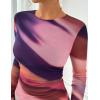 imageZESICA Womens Floral Mesh Going Out Tops Fall Long Sleeve Crewneck Slim Fit Ruched Y2k Shirts Beach Vacation OutfitsMulticolour