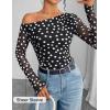 imageZESICA Womens Floral Off Shoulder Long Sleeve Tops 2025 Fall Mesh Ruched Fitted Trendy Going Out Shirts BlousesPointblack