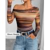 imageZESICA Womens Floral Off Shoulder Long Sleeve Tops 2025 Fall Mesh Ruched Fitted Trendy Going Out Shirts BlousesRosebrown
