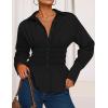 imageZESICA Womens Long Sleeve Button Down Cotton Shirts 2025 Fall Business Casual Collared Blouse Work Office Dressy TopsBlack