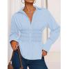 imageZESICA Womens Long Sleeve Button Down Cotton Shirts 2025 Fall Business Casual Collared Blouse Work Office Dressy TopsBlue