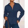imageZESICA Womens Long Sleeve Button Down Cotton Shirts 2025 Fall Business Casual Collared Blouse Work Office Dressy TopsNavy