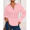 imageZESICA Womens Long Sleeve Button Down Cotton Shirts 2025 Fall Business Casual Collared Blouse Work Office Dressy TopsPink