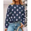 imageZESICA Womens Long Sleeve Crewneck Sweater 2025 Fall Printed Cute Oversized Knitted Pullover Tops Trendy ClothesNavy