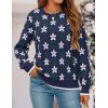 imageZESICA Womens Long Sleeve Crewneck Sweater 2025 Fall Printed Cute Oversized Knitted Pullover Tops Trendy ClothesNavy