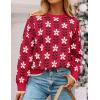 imageZESICA Womens Long Sleeve Crewneck Sweater 2025 Fall Printed Cute Oversized Knitted Pullover Tops Trendy ClothesRed