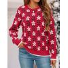 imageZESICA Womens Long Sleeve Crewneck Sweater 2025 Fall Printed Cute Oversized Knitted Pullover Tops Trendy ClothesRed