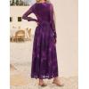 imageZESICA Womens Maxi Dress 2025 Fall Long Sleeve Crewneck Floral Print Mesh Ruched Party Wedding Guest DressesPurple