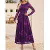 imageZESICA Womens Maxi Dress 2025 Fall Long Sleeve Crewneck Floral Print Mesh Ruched Party Wedding Guest DressesPurple