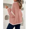 imageZESICA Womens Tie Front Bow Cardigan Sweaters 2025 Casual Long Sleeve Knit Color Block Fall Winter Clothing CoatsPink