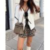 imageZESICA Womens Tie Front Bow Cardigan Sweaters 2025 Casual Long Sleeve Knit Color Block Fall Winter Clothing CoatsWhite