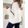 imageZESICA Womens Tie Front Bow Cardigan Sweaters 2025 Casual Long Sleeve Knit Color Block Fall Winter Clothing CoatsWhite