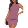 imageZESICA Womens 2025 Summer Double Lined Mini Bodycon Dress Trendy Fashion Sleeveless Slim Fit Short DressesDustypink
