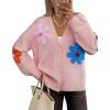 imageZESICA Womens Fall Floral Cardigan Sweaters 2025 Casual Long Sleeve Open Front Button Down V Neck Knit SweaterPink
