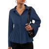 imageZESICA Womens Long Sleeve Button Down Cotton Shirts 2025 Fall Business Casual Collared Blouse Work Office Dressy TopsNavy