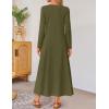 imageZESICA Fall Long Sleeve Dressy Casual Maxi Dresses for Women 2025 Elegant Classy V Neck Flowy Tshirt Dress with Pockets Army Green M