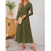 imageZESICA Fall Long Sleeve Dressy Casual Maxi Dresses for Women 2025 Elegant Classy V Neck Flowy Tshirt Dress with Pockets Army Green M