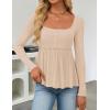 imageZESICA Womens 2025 Fall Long Sleeve Square Neck Tops Henley Babydoll Peplum T Shirt Slim Fit Button BlouseApricot