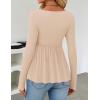 imageZESICA Womens 2025 Fall Long Sleeve Square Neck Tops Henley Babydoll Peplum T Shirt Slim Fit Button BlouseApricot