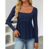 imageZESICA Womens 2025 Fall Long Sleeve Square Neck Tops Henley Babydoll Peplum T Shirt Slim Fit Button BlouseNavy