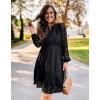 imageZESICA Womens 2025 Long Sleeve Mini Dress Fall V Neck Hollow Out Eyelet Embroidery Ruffle A Line Swing Short DressesBlack