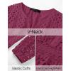 imageZESICA Womens 2025 Long Sleeve Mini Dress Fall V Neck Hollow Out Eyelet Embroidery Ruffle A Line Swing Short DressesFuchsia