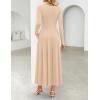 imageZESICA Womens Elegant Long Sleeve Maxi Dress 2025 Fall Crewneck Knit High Wasit Pleated Flowy A Line Casual Party DressesApricot