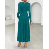 imageZESICA Womens Elegant Long Sleeve Maxi Dress 2025 Fall Crewneck Knit High Wasit Pleated Flowy A Line Casual Party DressesAqua