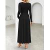 imageZESICA Womens Elegant Long Sleeve Maxi Dress 2025 Fall Crewneck Knit High Wasit Pleated Flowy A Line Casual Party DressesBlack
