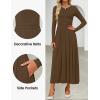 imageZESICA Womens Elegant Long Sleeve Maxi Dress 2025 Fall Crewneck Knit High Wasit Pleated Flowy A Line Casual Party DressesBrown