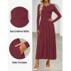 imageZESICA Womens Elegant Long Sleeve Maxi Dress 2025 Fall Crewneck Knit High Wasit Pleated Flowy A Line Casual Party DressesFuchsia