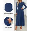 imageZESICA Womens Elegant Long Sleeve Maxi Dress 2025 Fall Crewneck Knit High Wasit Pleated Flowy A Line Casual Party DressesNavy