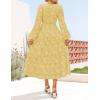 imageZESICA Womens Fall Boho Floral Midi Dress 2025 Casual Long Sleeve Crewneck Flowy Wedding Guest Long DressesYellow