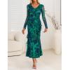 imageZESICA Womens Fall Floral Long Sleeve Maxi Dress 2025 Boho Bodycon V Neck Ruffle Wedding Party Long DressesGreen