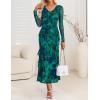 imageZESICA Womens Fall Floral Long Sleeve Maxi Dress 2025 Boho Bodycon V Neck Ruffle Wedding Party Long DressesGreen