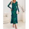 imageZESICA Womens Fall Floral Long Sleeve Maxi Dress 2025 Boho Bodycon V Neck Ruffle Wedding Party Long DressesGreen