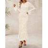 imageZESICA Womens Long Sleeve Bodycon Maxi Dress 2025 Fall Fashion Floral Sexy Mermaid Wedding Guest Cocktail Party DressesBeige