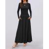 imageZESICA Womens Long Sleeve Fall Maxi Dress 2025 Crewneck Knit Casual Slim Swing Pleated Dresses with PocketsBlack